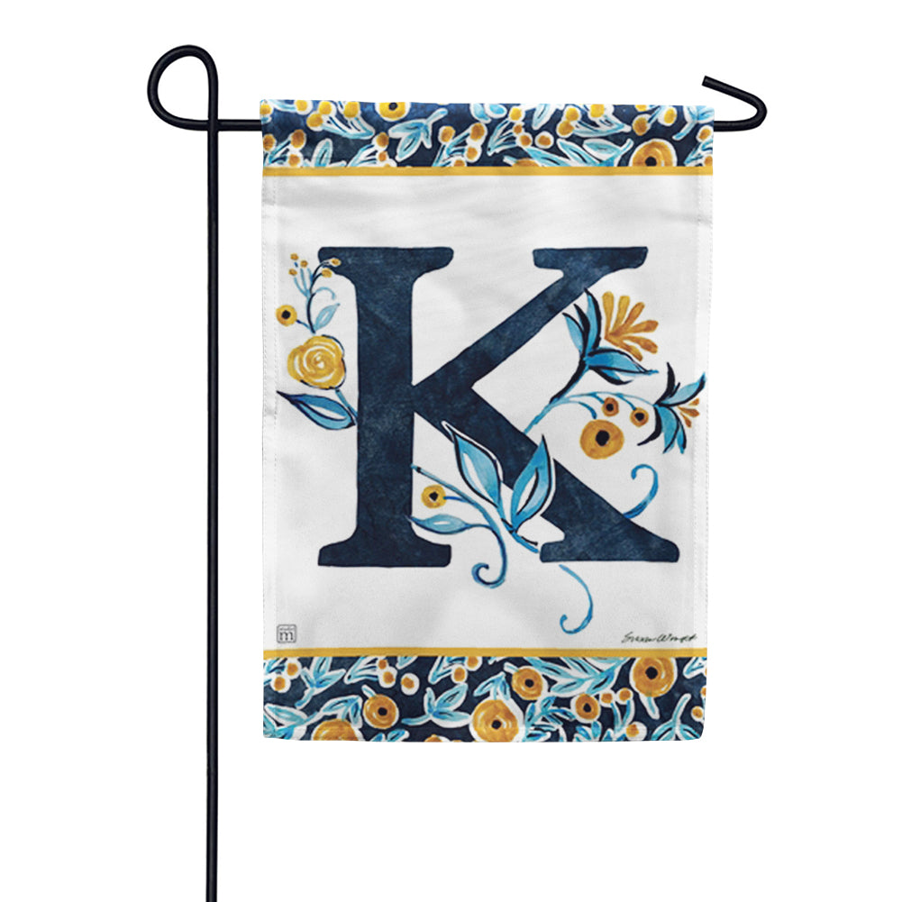 Magnet Works Indigo Elegance Monogram Garden Flag