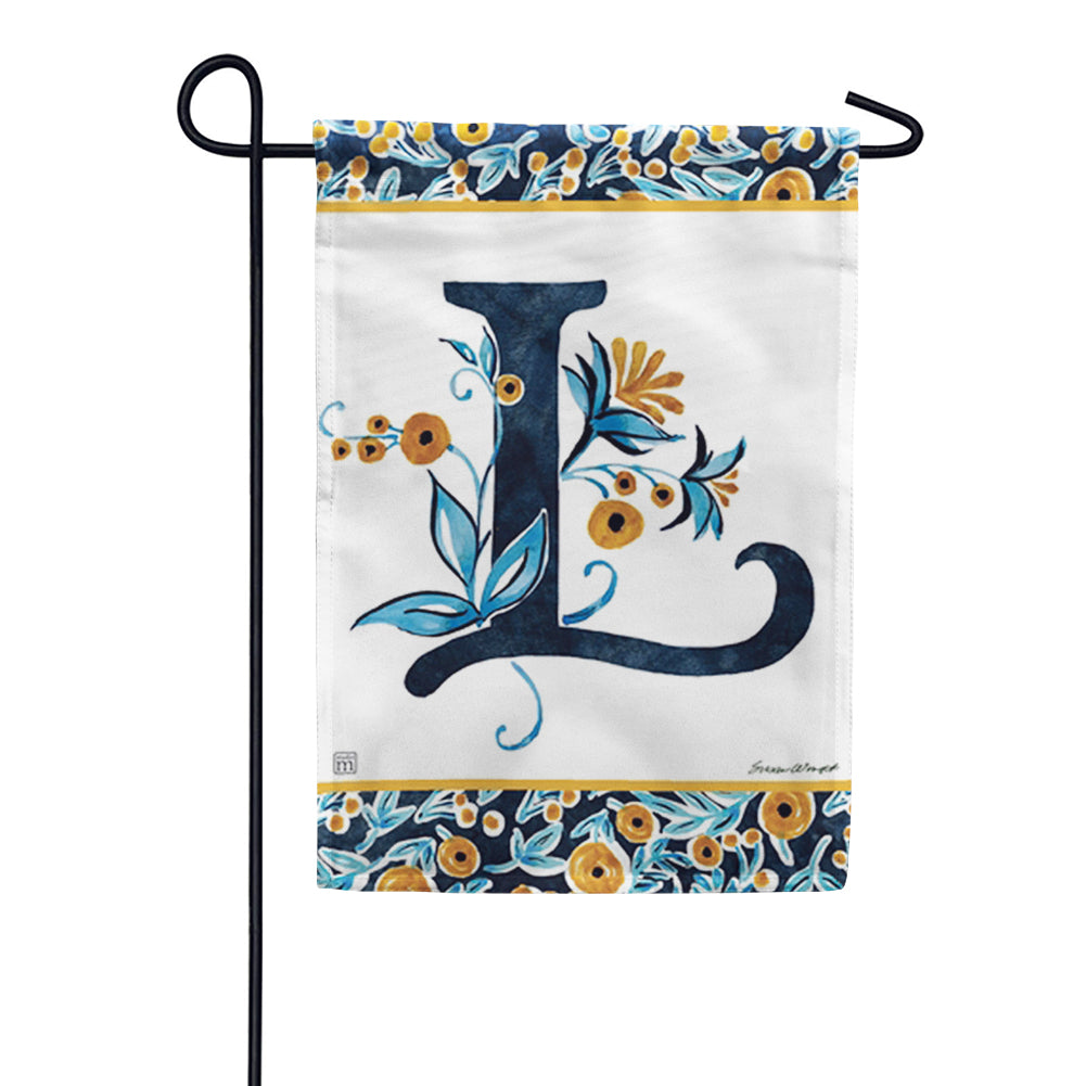 Magnet Works Indigo Elegance Monogram Garden Flag