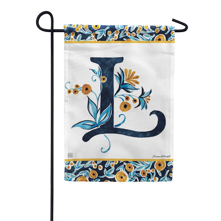 Magnet Works Indigo Elegance Monogram Garden Flag