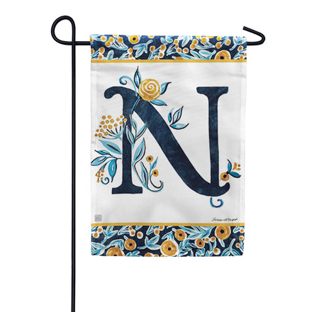 Magnet Works Indigo Elegance Monogram Garden Flag