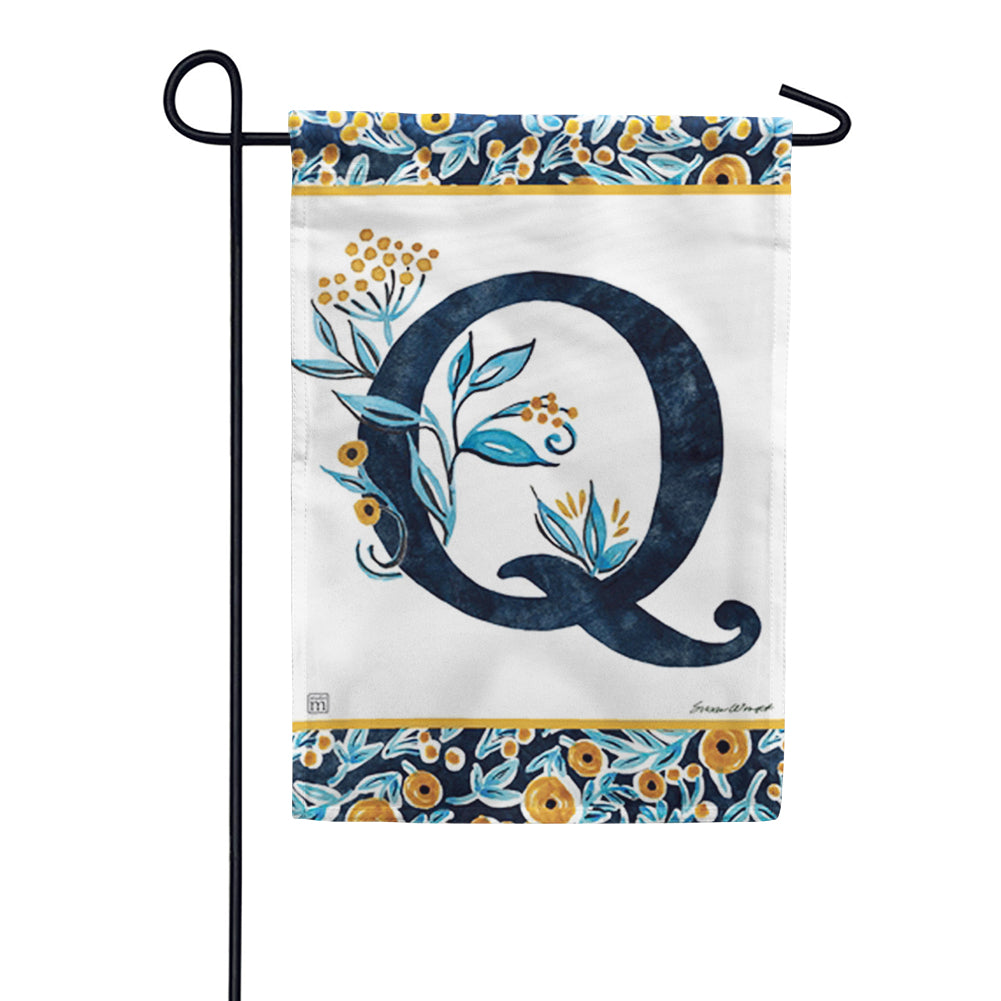 Magnet Works Indigo Elegance Monogram Garden Flag