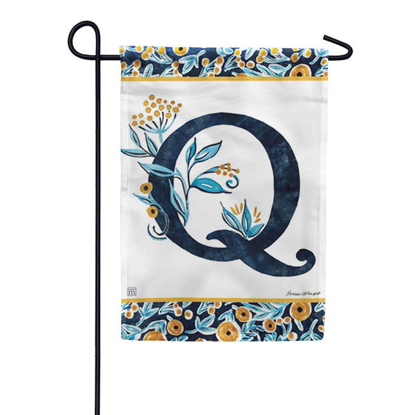 Magnet Works Indigo Elegance Monogram Garden Flag