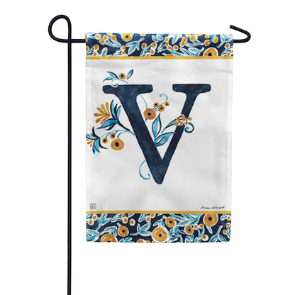 Magnet Works Indigo Elegance Monogram Garden Flag