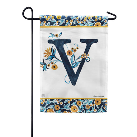 Magnet Works Indigo Elegance Monogram Garden Flag