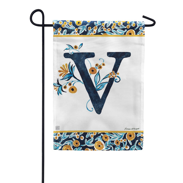 Magnet Works Indigo Elegance Monogram Garden Flag