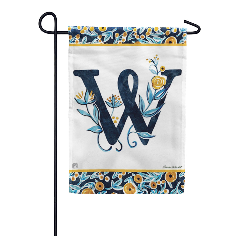 Magnet Works Indigo Elegance Monogram Garden Flag