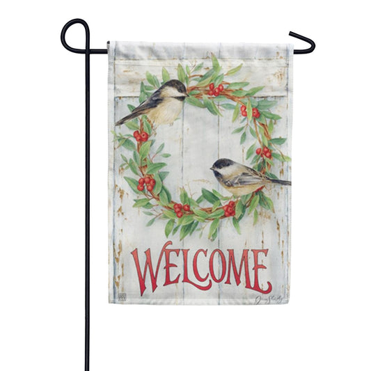 Magnet Works Chickadee Wreath Garden Flag
