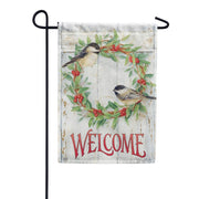 Magnet Works Chickadee Wreath Garden Flag