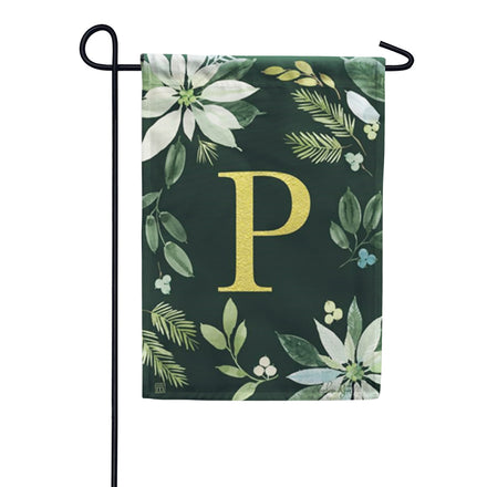 Magnet Works Poinsettia Joy Monogram Garden Flag