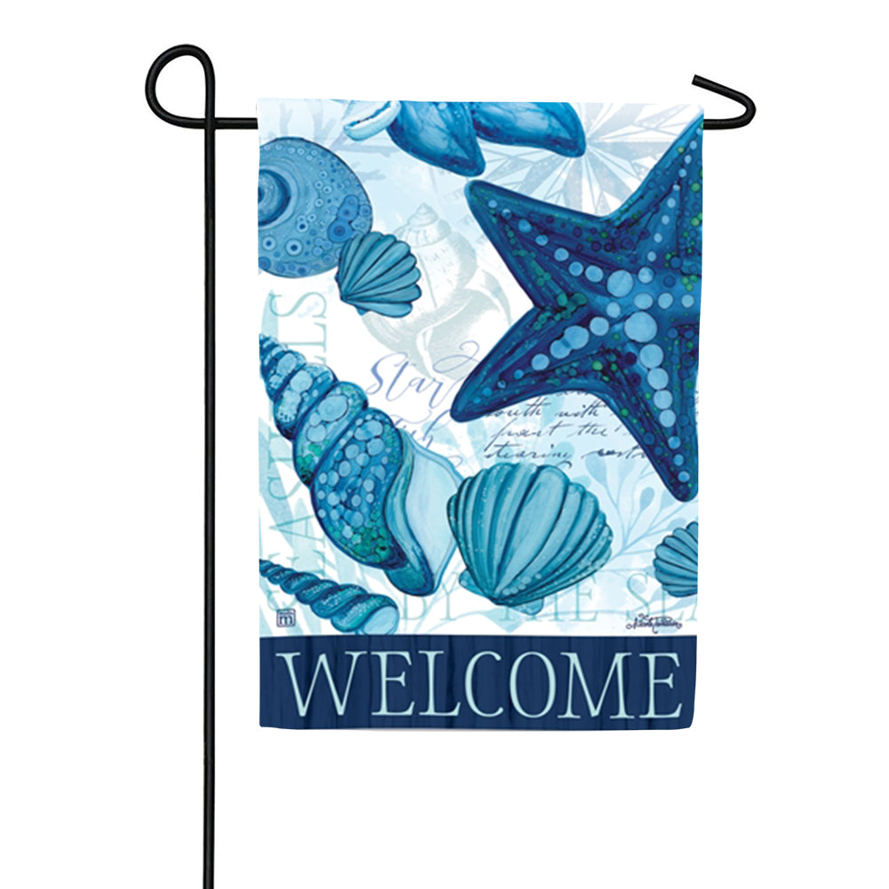 Magnet Works Blue Seashells Garden Flag