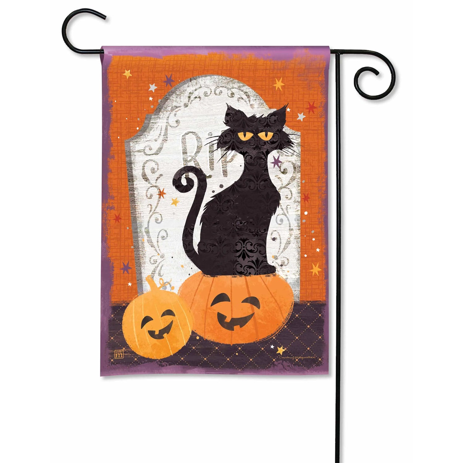Magnet Works Black Cat and Pumpkins Garden Flag