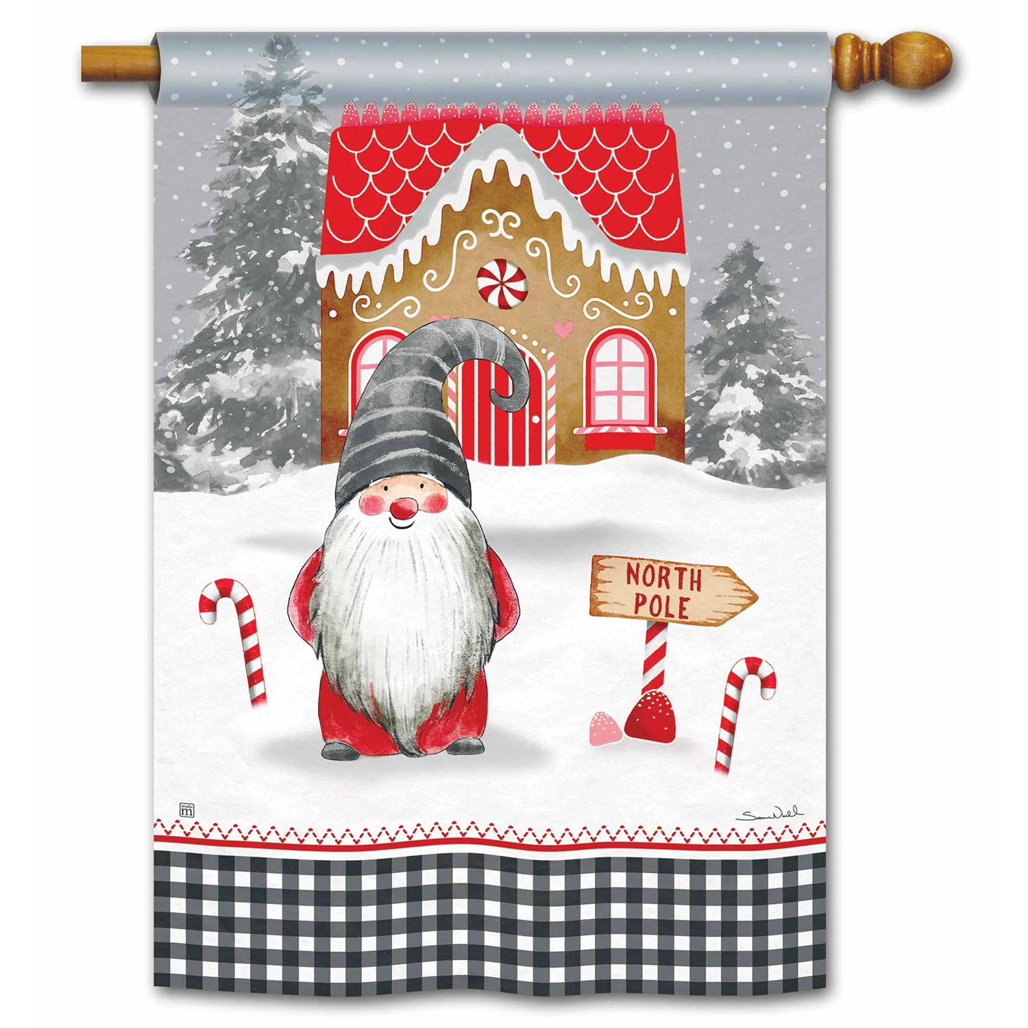 Magnet Works Holiday Gnome House Flag