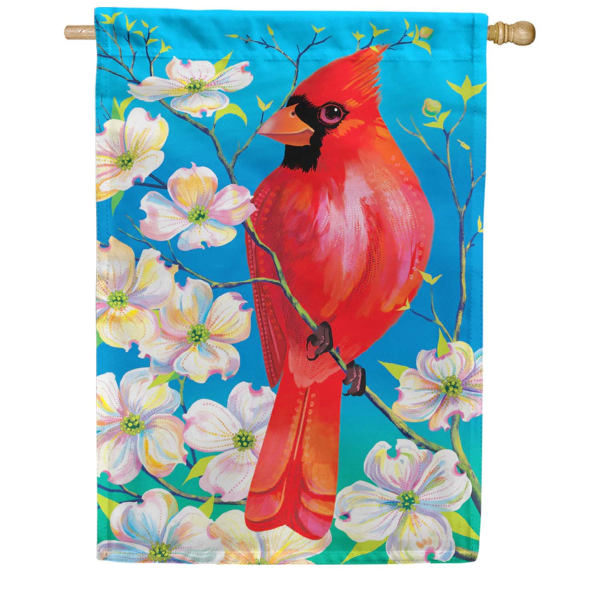 Premier Oversized House Flag - Cardinal with Dogwood