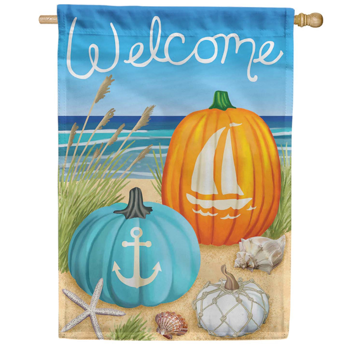 Premier Oversized House Flag - Coastal Pumpkins