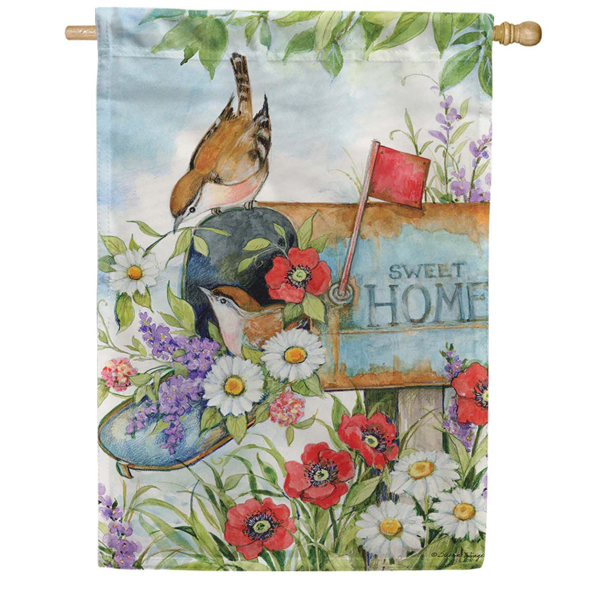 Premier Birds in the Mailbox Oversized House Flag
