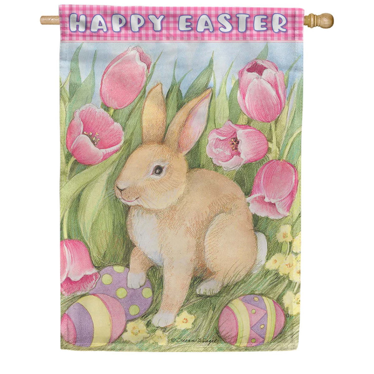 Premier Easter Bunny Tulips Oversized House Flag