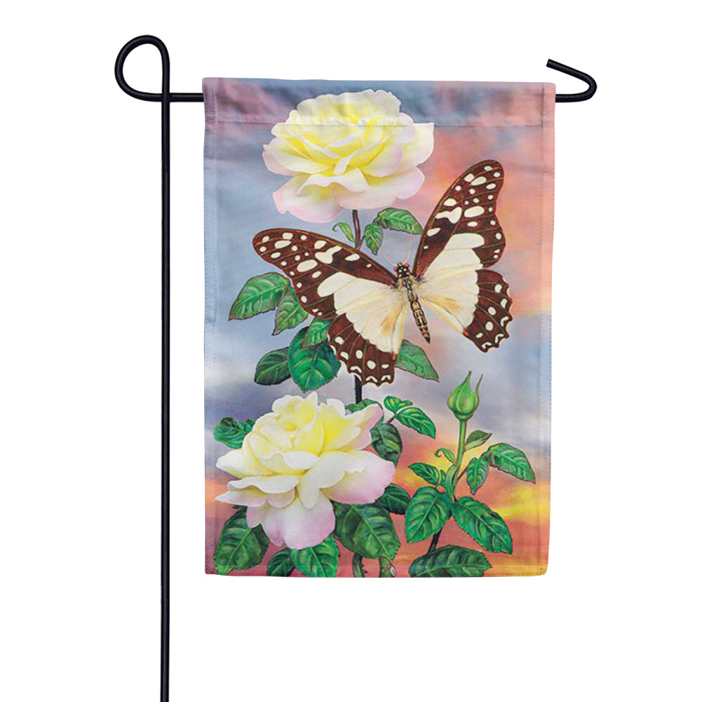 Premier White Lady Swallowtail Illuminated Garden Flag