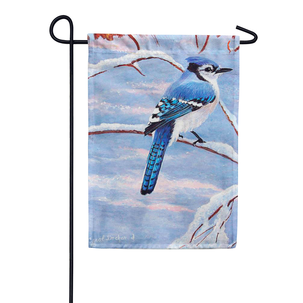 Premier Winter Blue Jay Illuminated Garden Flag