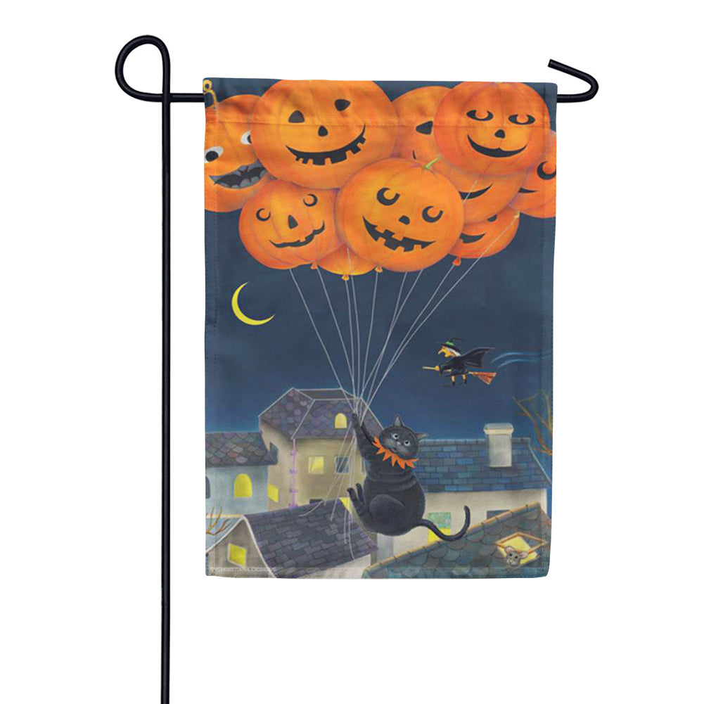Premier Black Cats With Balloons Illuminated Garden Flag