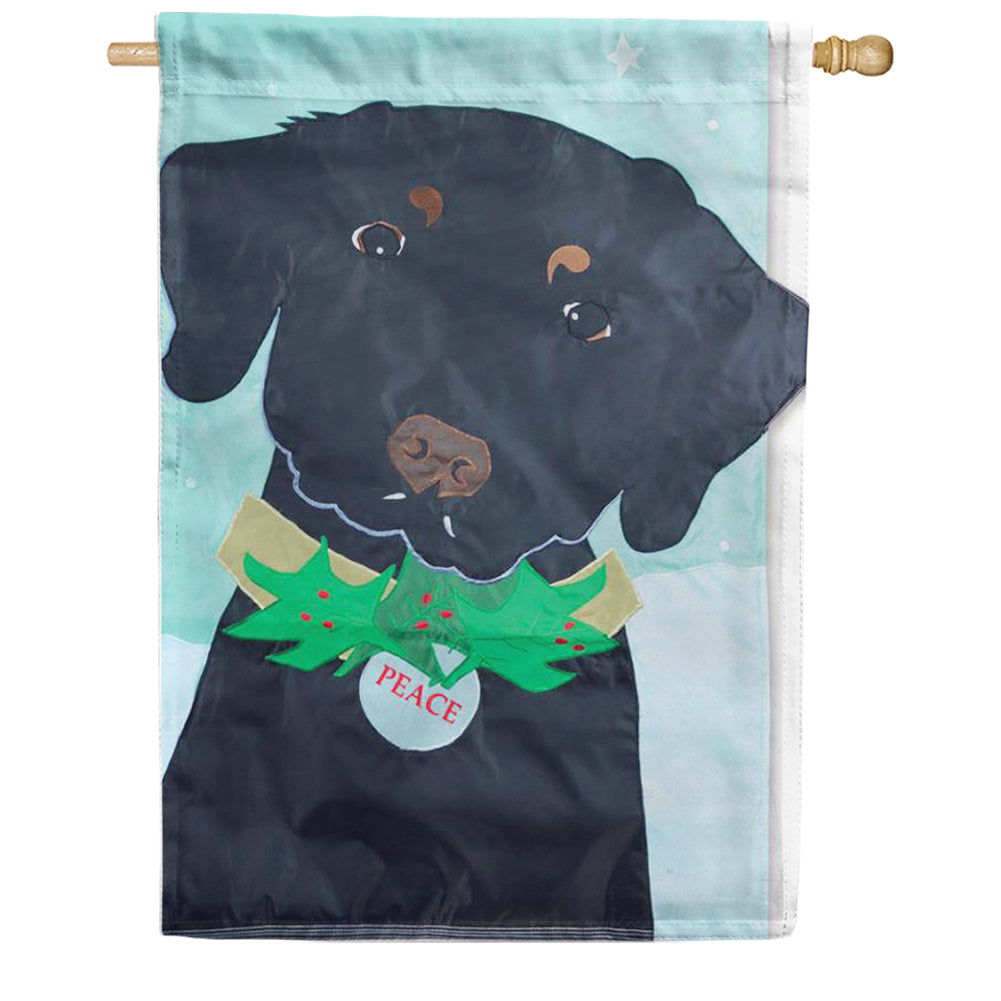 Premier Christmas Black Lab Appliqued House Flag
