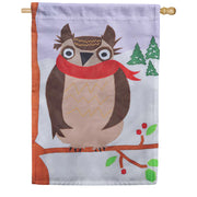 Premier Winter Owl Double Appliqued House Flag