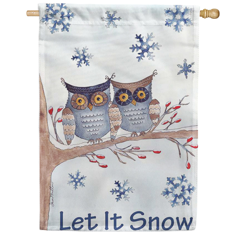 Owls In The Snow PremierSoft House Flag