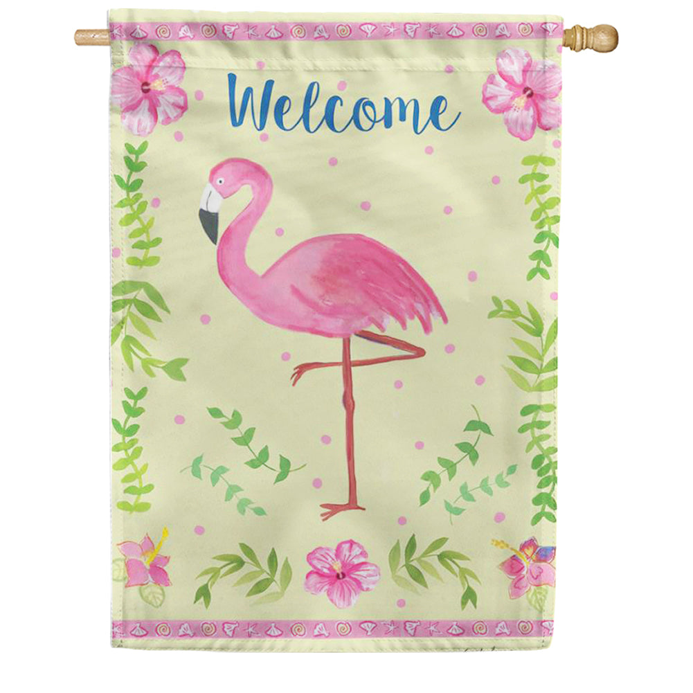 Coastal Flamingo Welcome PremierSoft House Flag