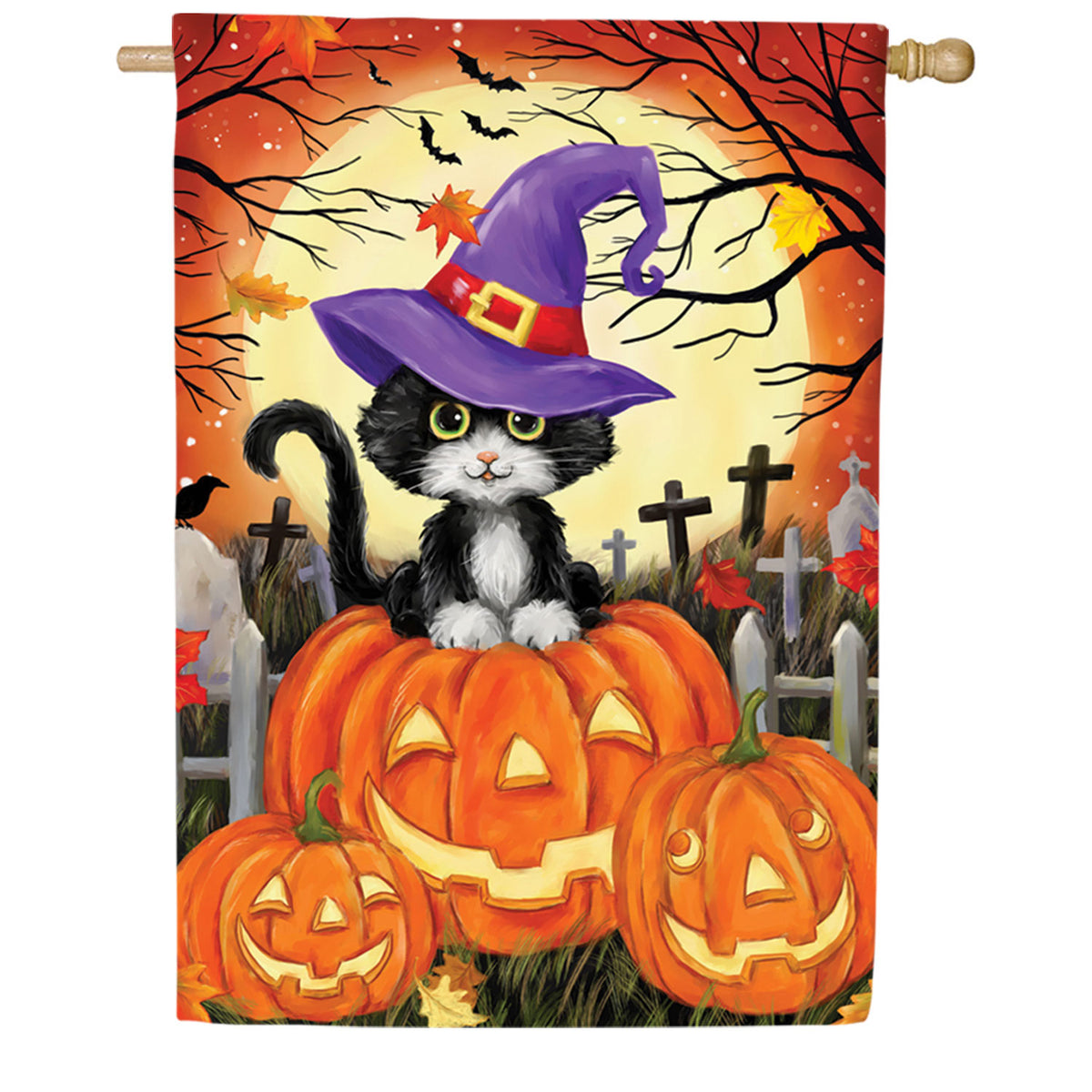 Premier Halloween Black Cat House Flag