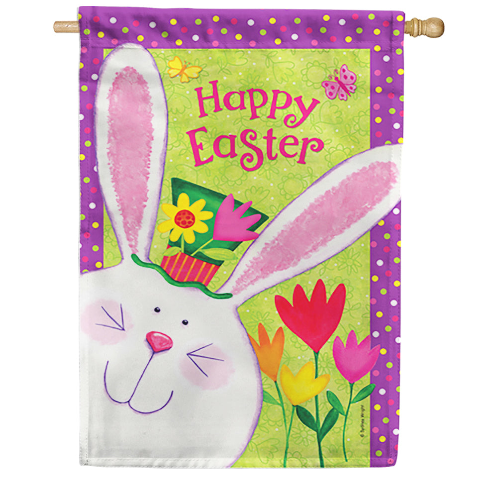 Toland Happy Easter Cute Bunny House Flag
