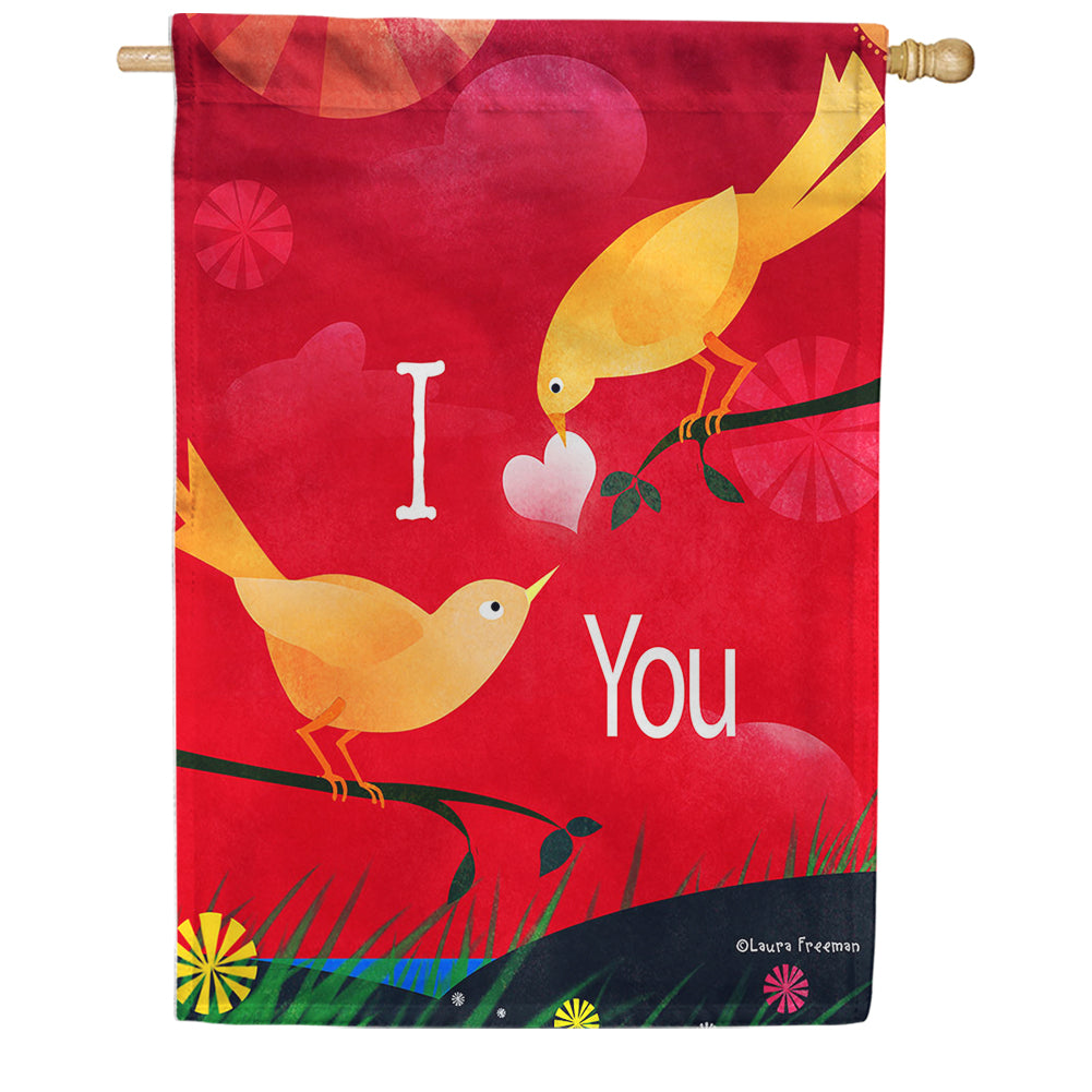 Toland Valentine Birds House Flag