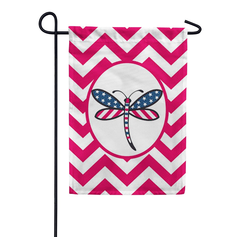 Toland Patriotic Dragonfly Red Garden Flag