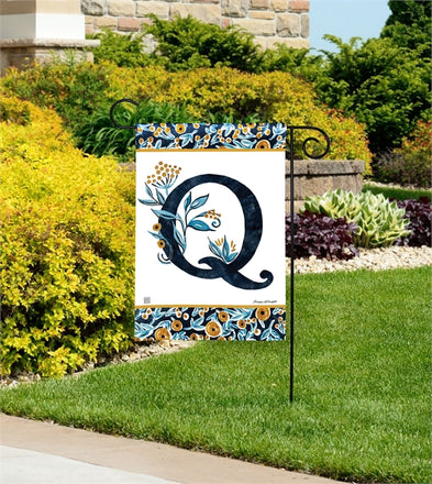 Indigo Elegance Monogram Q Garden Flag