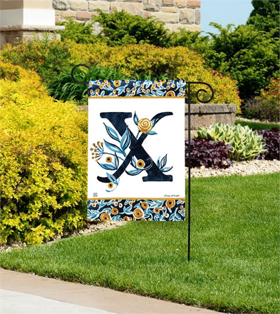 Indigo Elegance Monogram X Garden Flag