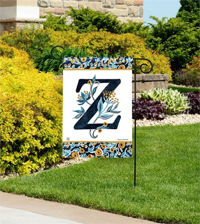Indigo Elegance Monogram Z Garden Flag