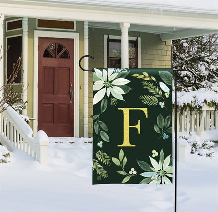 Poinsettia Joy Mono F Garden Flag