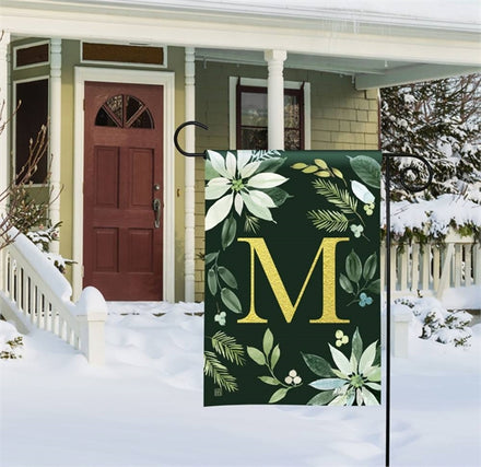 Poinsettia Joy Mono M Garden Flag