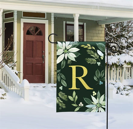 Poinsettia Joy Mono R Garden Flag