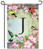Floral Songbird Monogram J Garden Flag