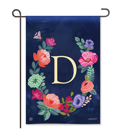 Boho Flowers Monogram  "D" Garden Flag