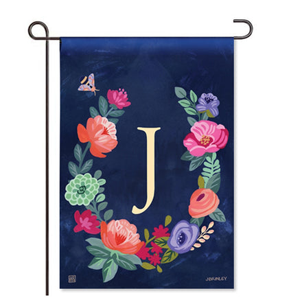 Boho Flowers Monogram "J" Garden Flag