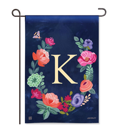 Boho Flowers Monogram  "K" Garden Flag
