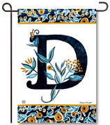 Indigo Elegance Monogram D Garden Flag