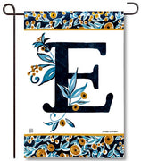 Indigo Elegance Monogram E Garden Flag