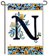 Indigo Elegance Monogram N Garden Flag