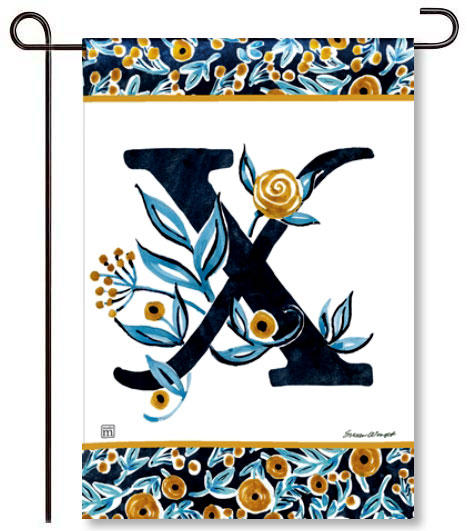 Indigo Elegance Monogram X Garden Flag