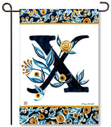 Indigo Elegance Monogram X Garden Flag