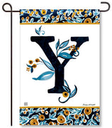 Indigo Elegance Monogram Y Garden Flag