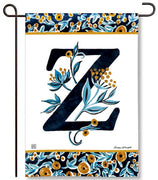 Indigo Elegance Monogram Z Garden Flag