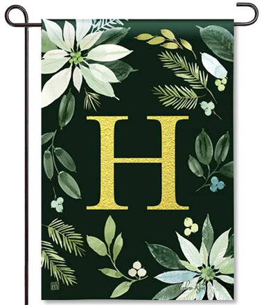 Poinsettia Joy Mono H Garden Flag