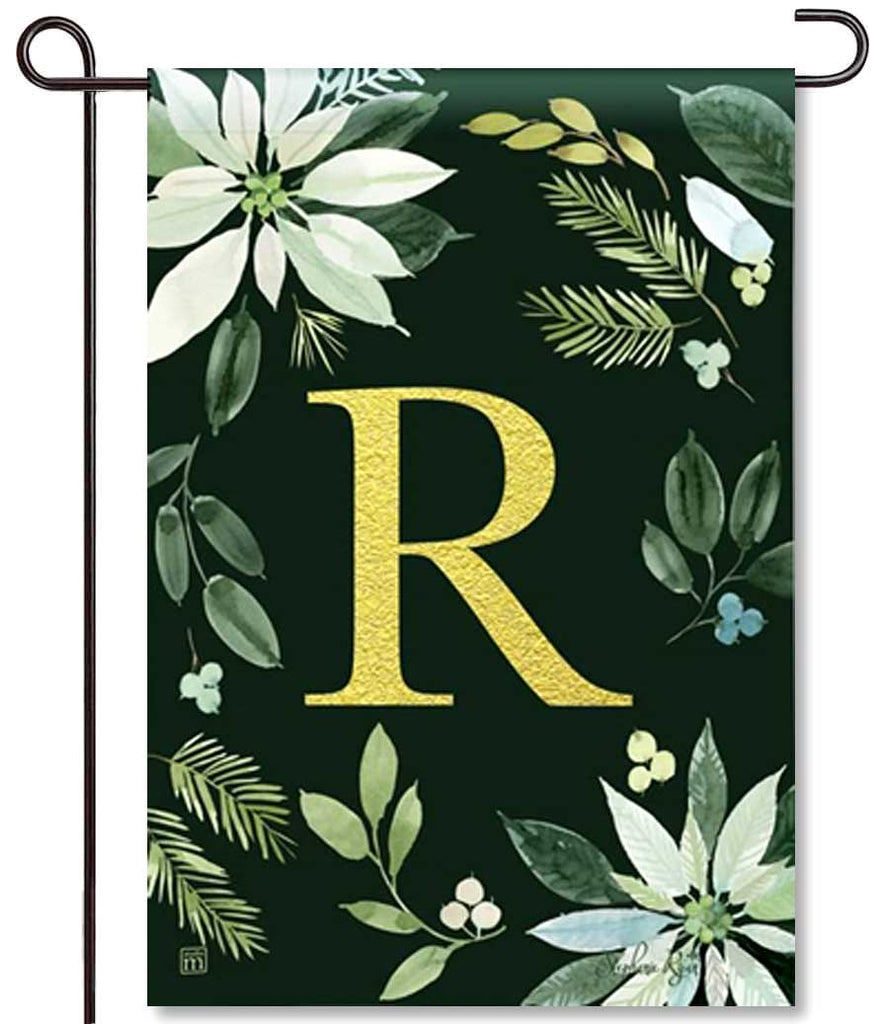 Poinsettia Joy Mono R Garden Flag
